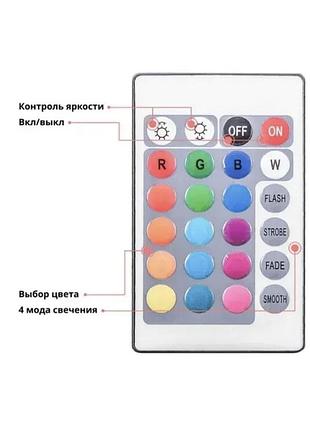 Світлодіодна стрічка багатобарвна 3528 rgb 5 м з пультом.4 фото