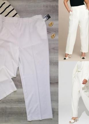 Белые прямые брюки классика в деловом стиле штаны на резинке