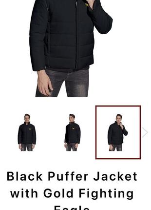 Чорна куртка пуфер зізолитим логотипом орла переможця4 фото