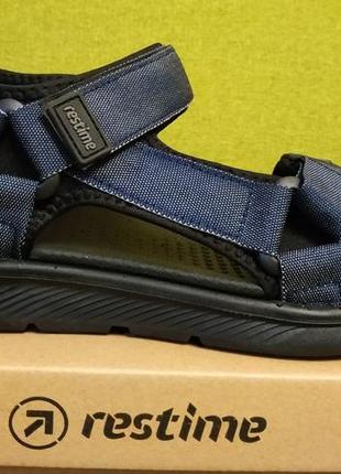 Босоніжки спортивні сандалі на липучках чоловічі restime mml20223 чорні,коричневі,сині