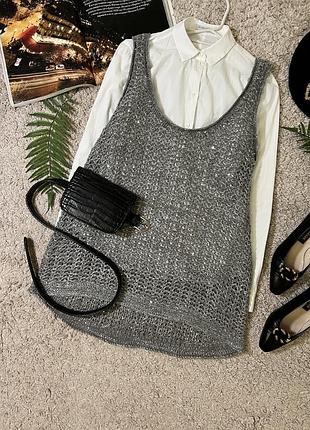 Стильный вязаный жилет с блестками No16