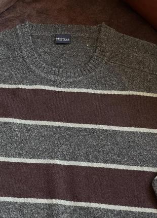 Шерстяной свитер джемпер mcneal оригинальный серый в коричневую полоску2 фото