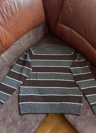 Шерстяной свитер джемпер mcneal оригинальный серый в коричневую полоску5 фото