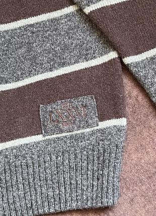Шерстяной свитер джемпер mcneal оригинальный серый в коричневую полоску4 фото