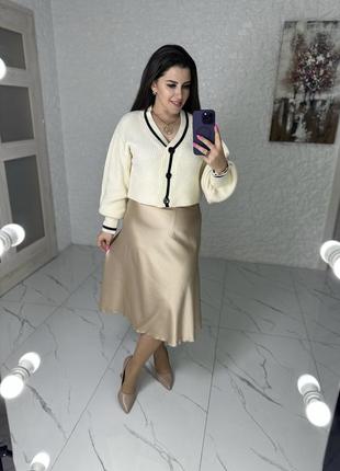 Шелковая юбка длины миди в трендовых цветах и размерах норма и батал1 фото