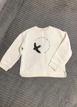 Белая кофта на флисе zara kids на девочку 5/110