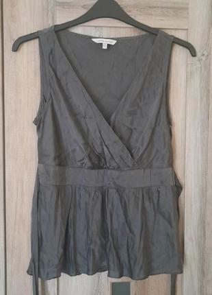 Шелковая серая блуза на запах laura ashley4 фото