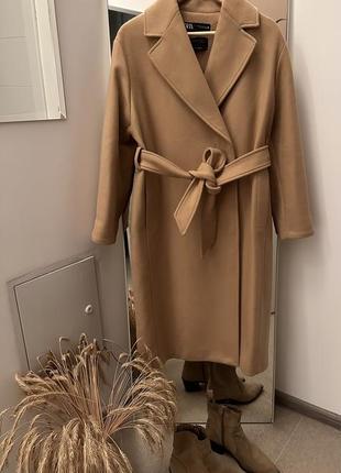 Фантастическое плотное шерстяное пальто от бренда zara1 фото