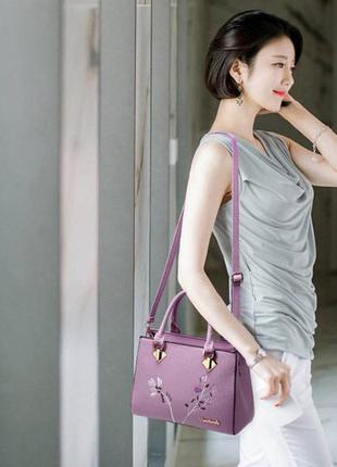 Модная женская сумка темно-розовый8 фото