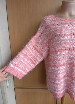 Мягкий свитер джемпер полувер травка розовый3 фото