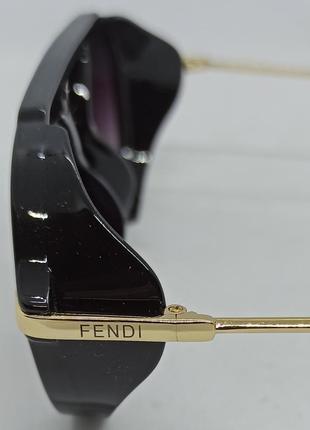 Окуляри в стилі fendi унісекс сонцезахисні круглі з боковими захисними шторками чорні з золотом5 фото