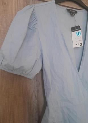 Стильная блуза на запах с объемными рукавами хлопок и лен primark2 фото
