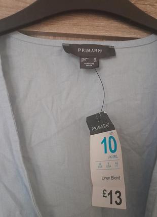 Стильная блуза на запах с объемными рукавами хлопок и лен primark3 фото