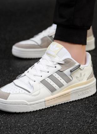 Чоловічі кросівки adidas forum white gray білі