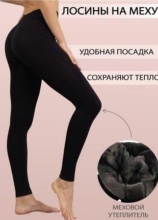 Леггинсы лосины женские натали черные бамбук размер 6xl (54-56) на меху