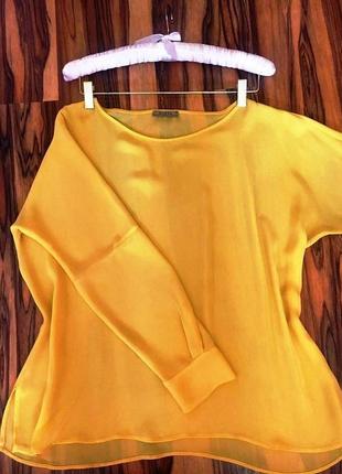 Комфортная яркая блуза-оверсайз "gizia" свободной формы желтого цвета