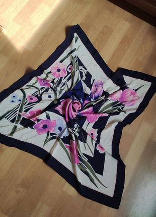 Шелковый красивый платок цветы тюльпаны.10 фото