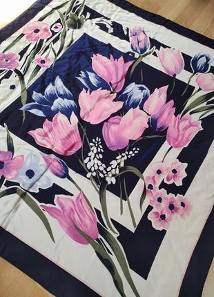 Шелковый красивый платок цветы тюльпаны.3 фото