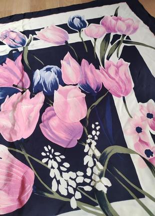 Шелковый красивый платок цветы тюльпаны.7 фото