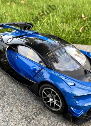 Машинка bugatti chiron supercar на радіоуправлінні синій. машинка на пульті радіокерування, на акумуляторі