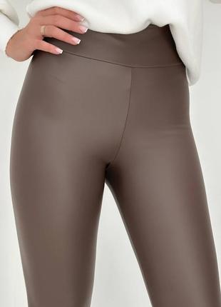 Лосины матовая кожа на флисе 42-52 р-р