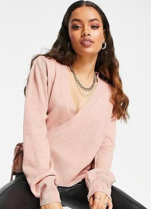 Пудровый тонкий свитер назапах threadbare #2860