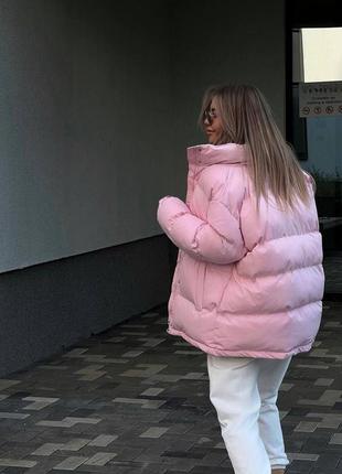 Тепла стильна жіноча куртка 🥰 колір барбі2 фото