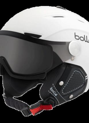 Горнолыжный шлем bolle backline visor premium white & black modulator silver 59-61