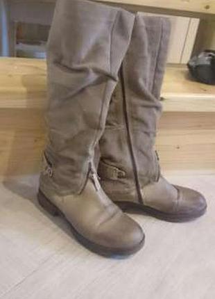 Шкіряні натуральні чоботи + замша