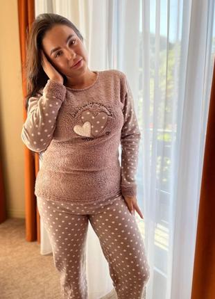 Женская домашняя пижама кофта и штаны, махра+флис3 фото