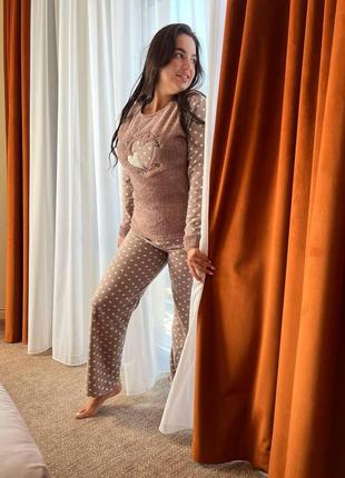 Женская домашняя пижама кофта и штаны, махра+флис9 фото
