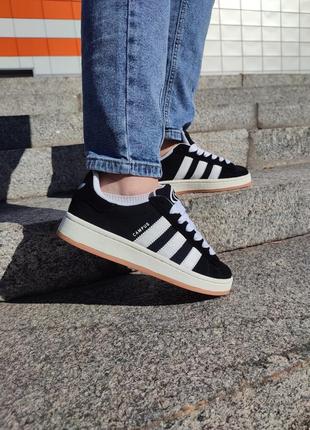 Женские кроссовки adidas campus 00s черные белые6 фото