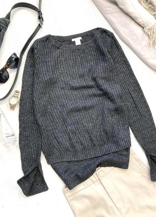 Серо-серебристый пуловер h&amp;m с добавлением шерсти.