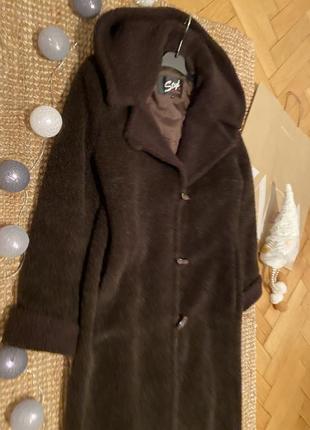 Шерстяное длинное пальто3 фото