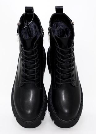 Сапоги 111932 кожаные на шнуровке, ботинки зимние высокие на меху4 фото