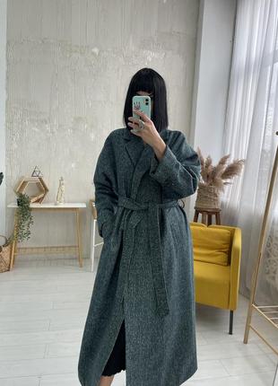 Довге шерстяне пальто з утеплювачем oversize