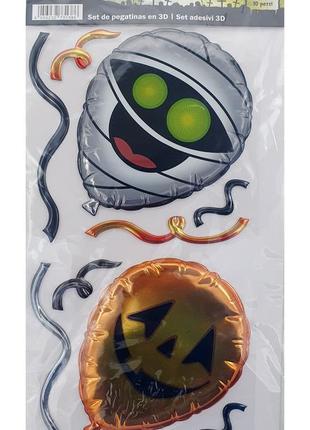 Набір 3d наклейок на хелловін halloween lidl 10 шт, багаторазові наклейки
