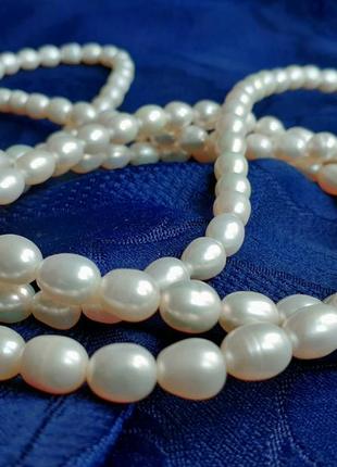 Намисто, натуральні морські перли, довга нитка, 125 см оригінал10 фото