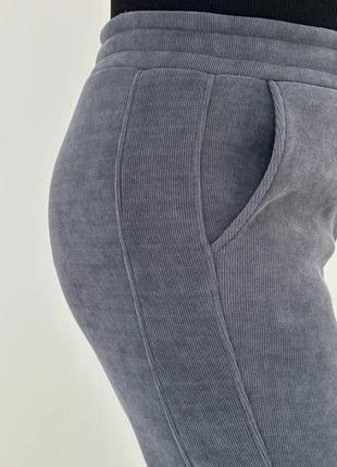 Жіночі теплі вельветові штани брюки на флісі, 50-58р. батал2 фото