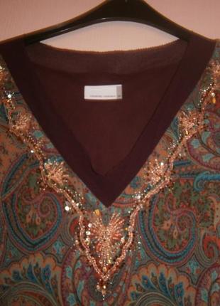 Блуза шелковая с золотой вышивкой 44-46 размер фирменная4 фото