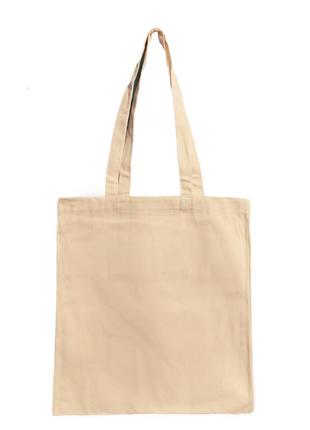 Эко сумка шоппер шопер торба бежевого цвета из плотного хлопка