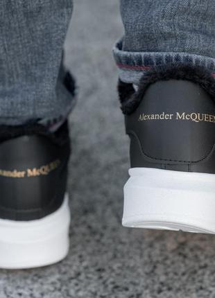 Зимние мужские кроссовки alexander mcqueen на меху черно-белые4 фото