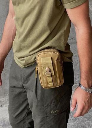 Тактическая сумка-органайзер на пояс система molle турция подсумок для телефона кордура койот7 фото