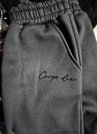 Спортивні штани, фліс, темно сірі, манжет, 48-502 фото