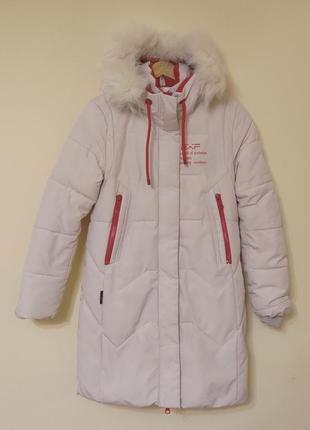 Пальто зимнее белое для девушки 10-12 лет tailang