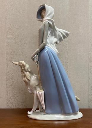 Фарфоровая статуэтка lladro «дама с борзой».3 фото