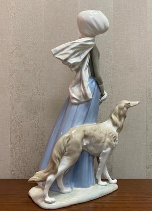 Фарфоровая статуэтка lladro «дама с борзой».5 фото