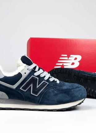 Зимові жіночі замшеві кросівки з хутром в стилі new balance 574 🆕 нью баланс4 фото