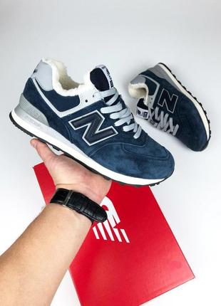 Зимние женские замшевые кроссовки с мехом стиле new balance 574 🆕 нью баланс2 фото