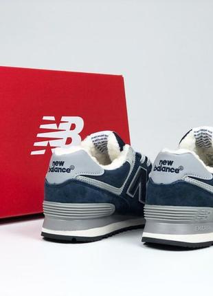 Зимові жіночі замшеві кросівки з хутром в стилі new balance 574 🆕 нью баланс6 фото